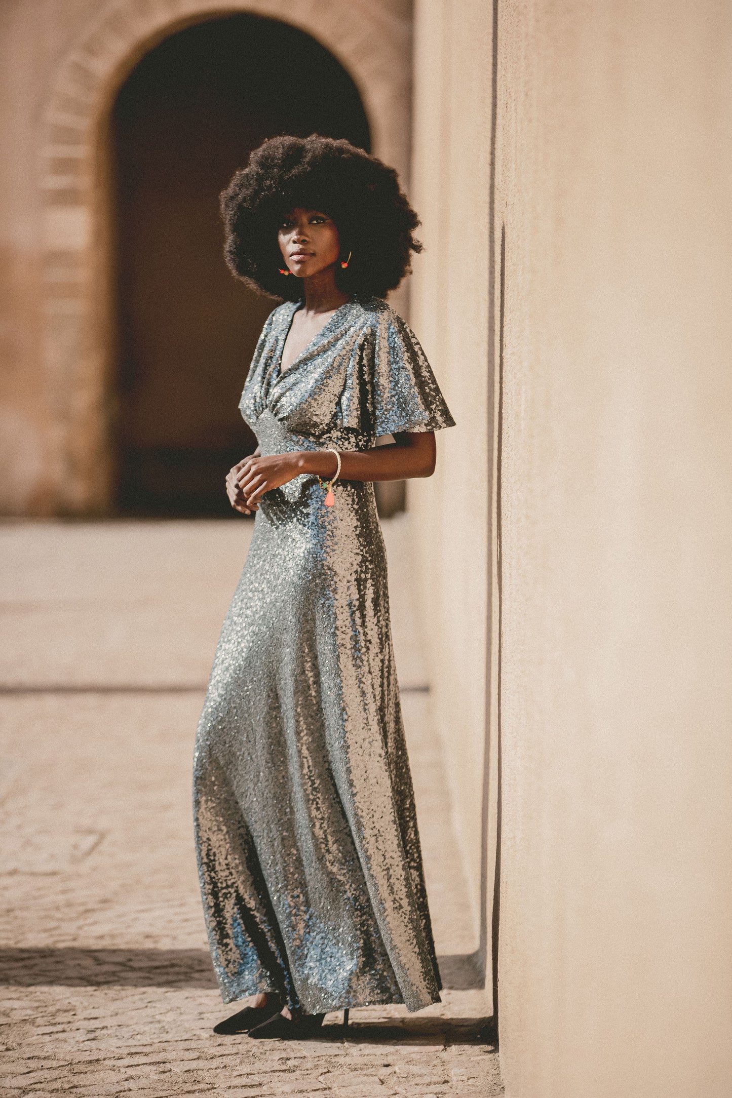 LONG TAMMIM DRESS| SILVER SEQUINS