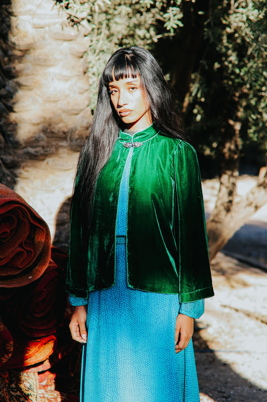LAURA JACKET | GREEN VELVET