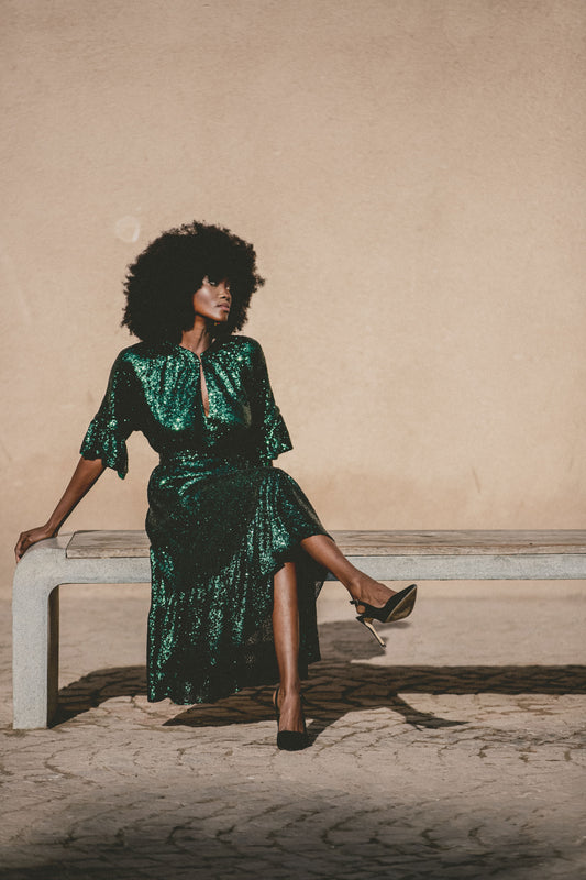 BLAZE DRESS | GREEN SEQUINS