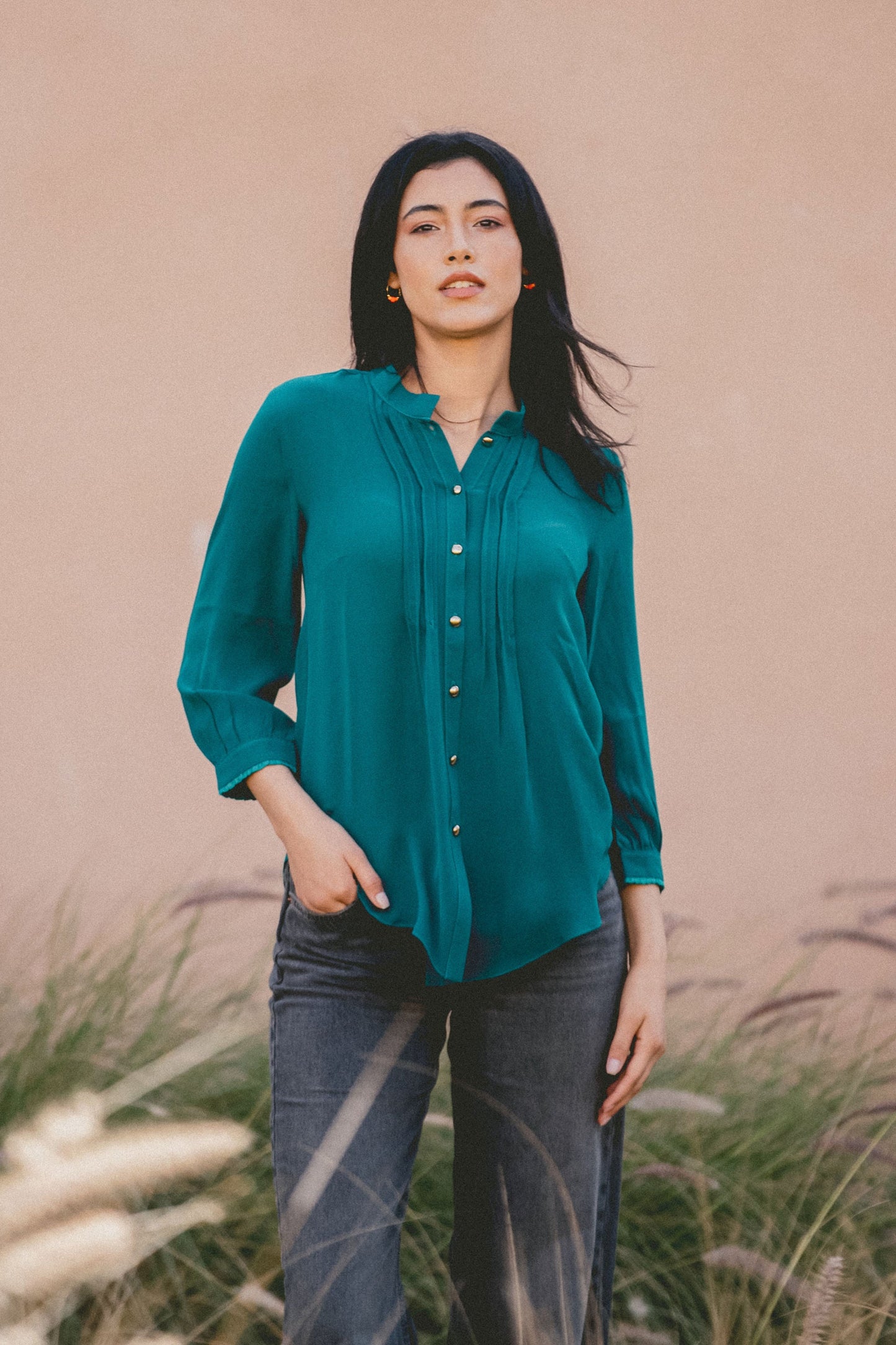 CHINKY TOP | JADE SILK GEORGETTE