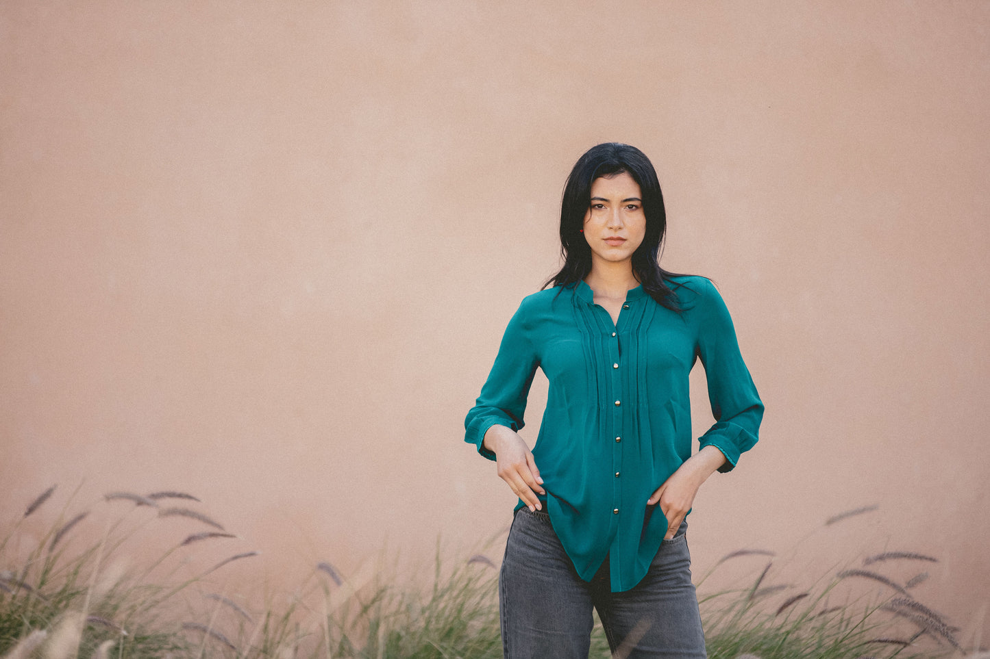 CHINKY TOP | JADE SILK GEORGETTE