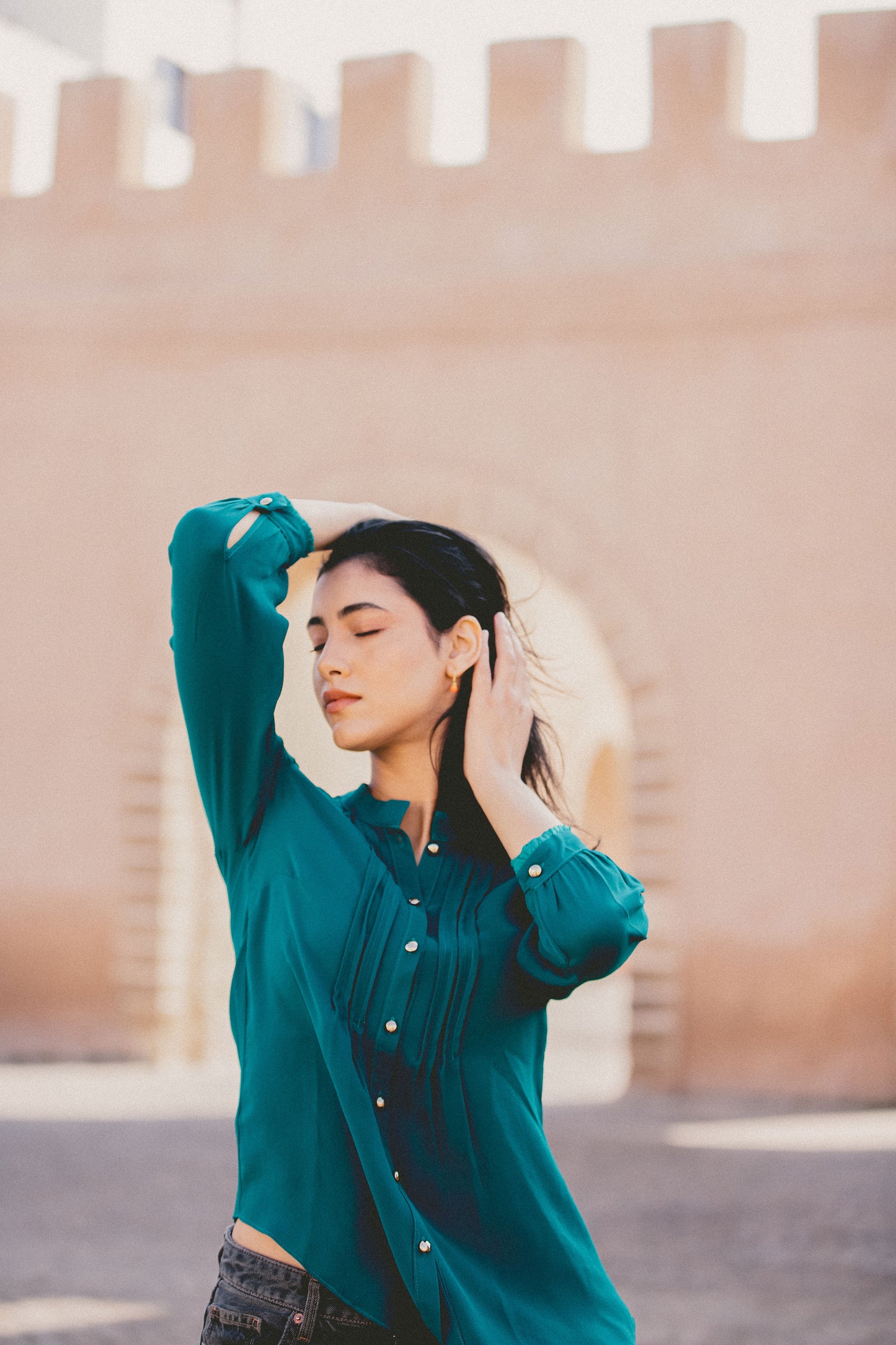 CHINKY TOP | JADE SILK GEORGETTE