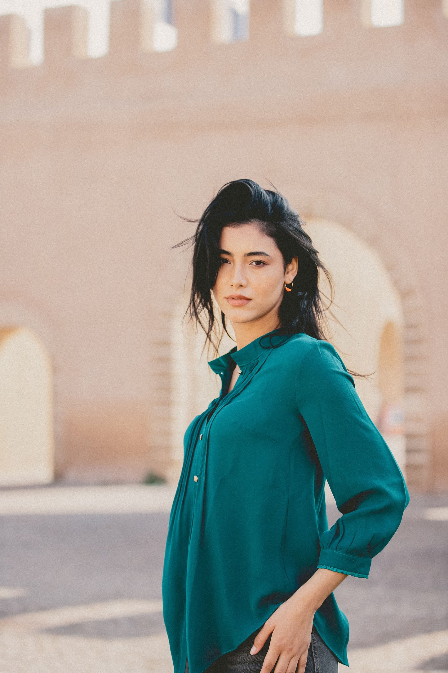 CHINKY TOP | JADE SILK GEORGETTE