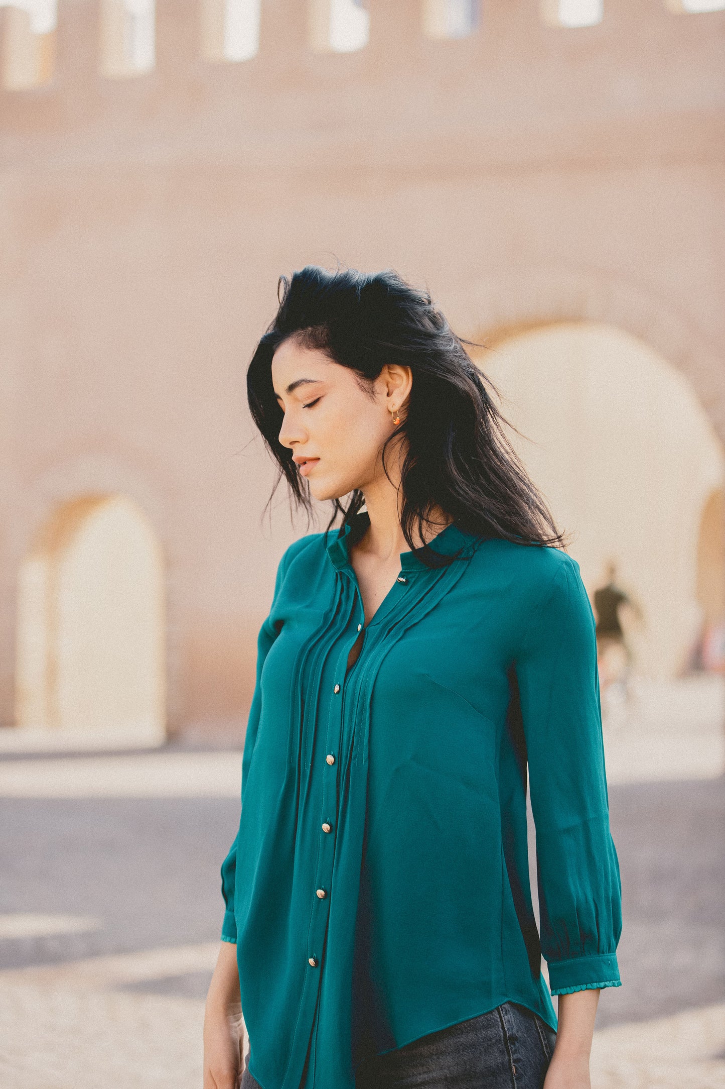 CHINKY TOP | JADE SILK GEORGETTE