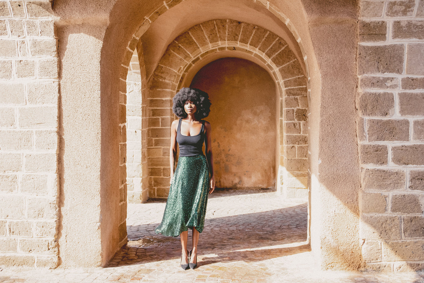 CHICA SKIRT | GREEN SEQUINS