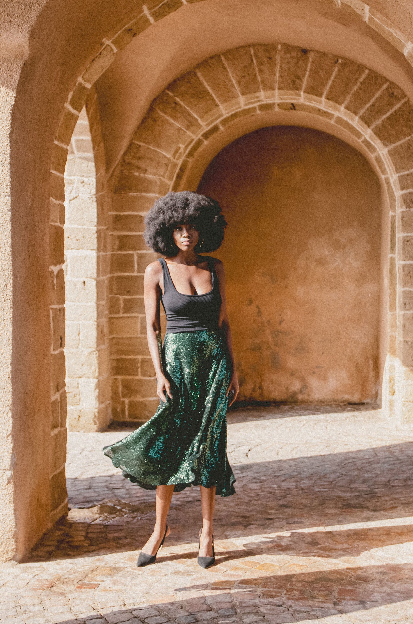 CHICA SKIRT | GREEN SEQUINS