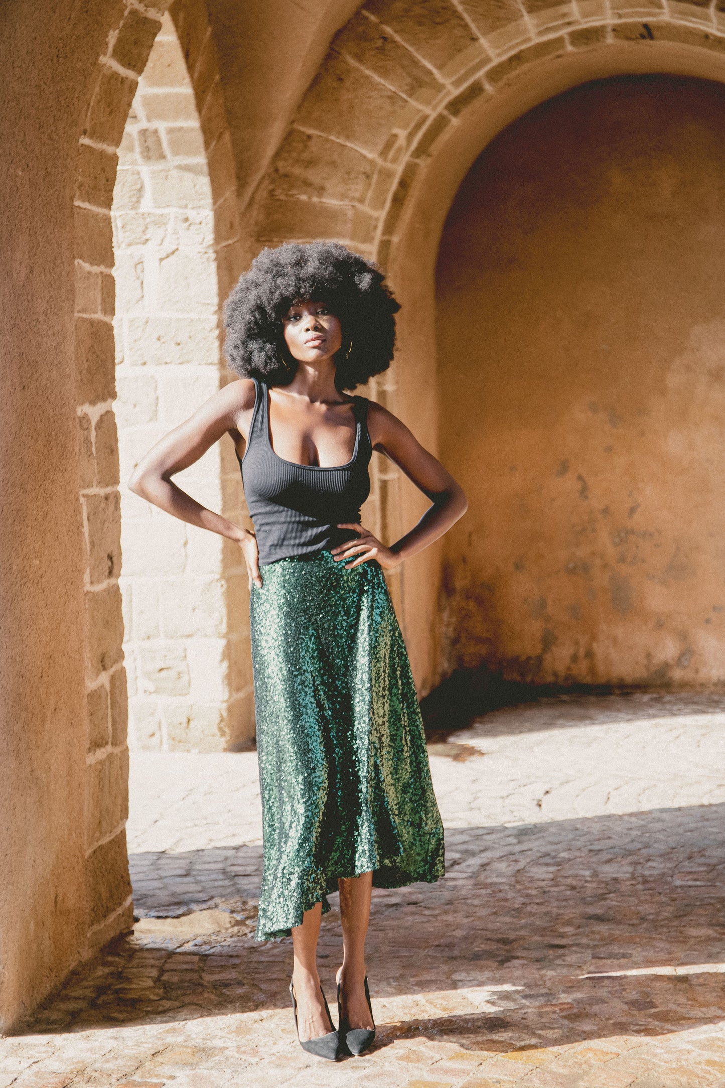 CHICA SKIRT | GREEN SEQUINS