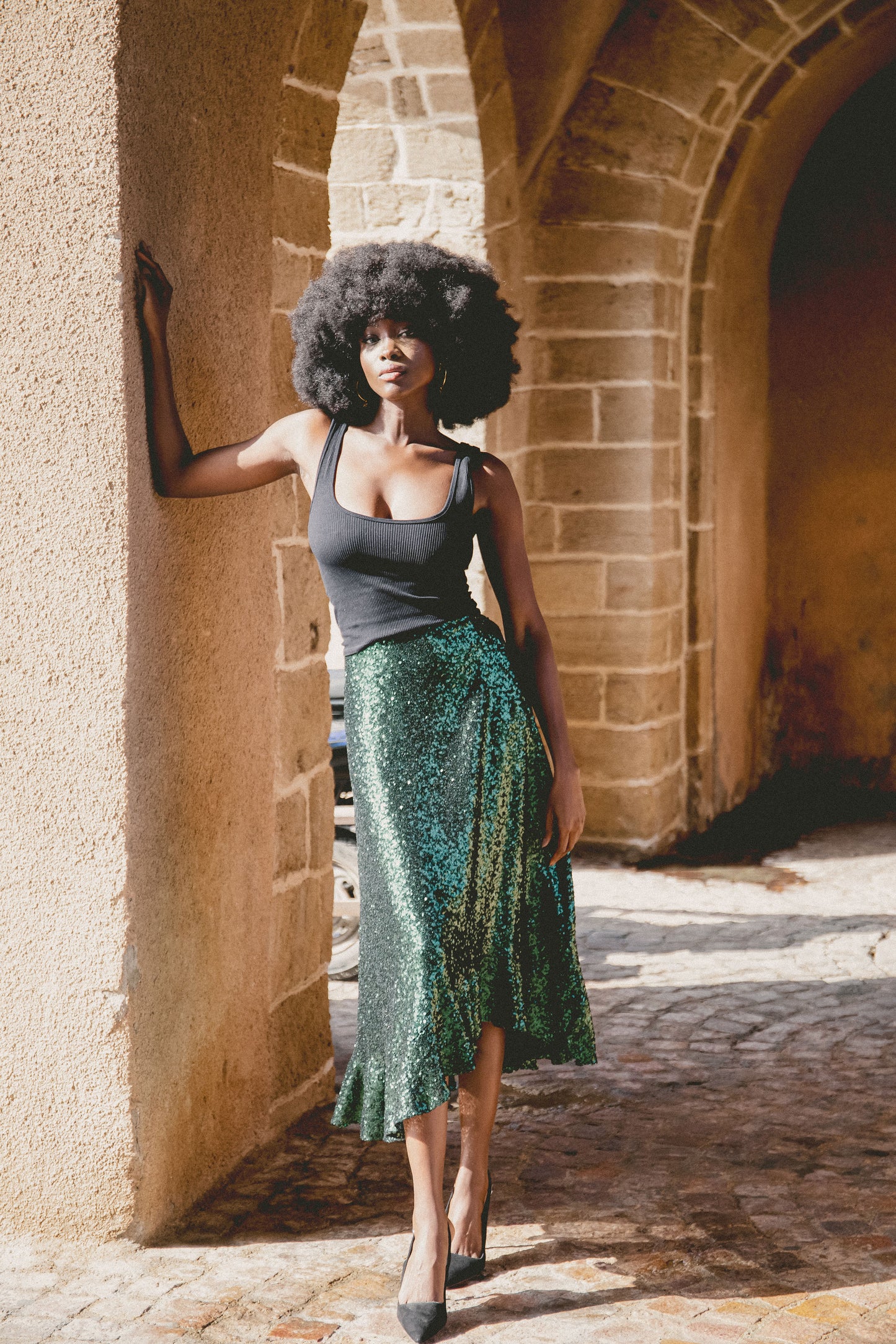 CHICA SKIRT | GREEN SEQUINS