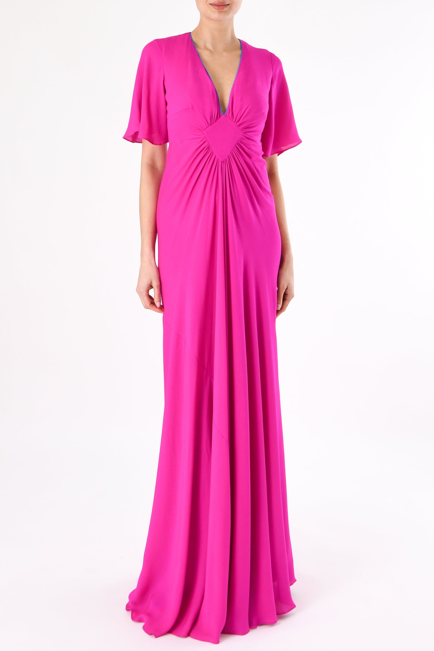 LONG JESSIE DRESS | HOT PINK SILK GEORGETTE