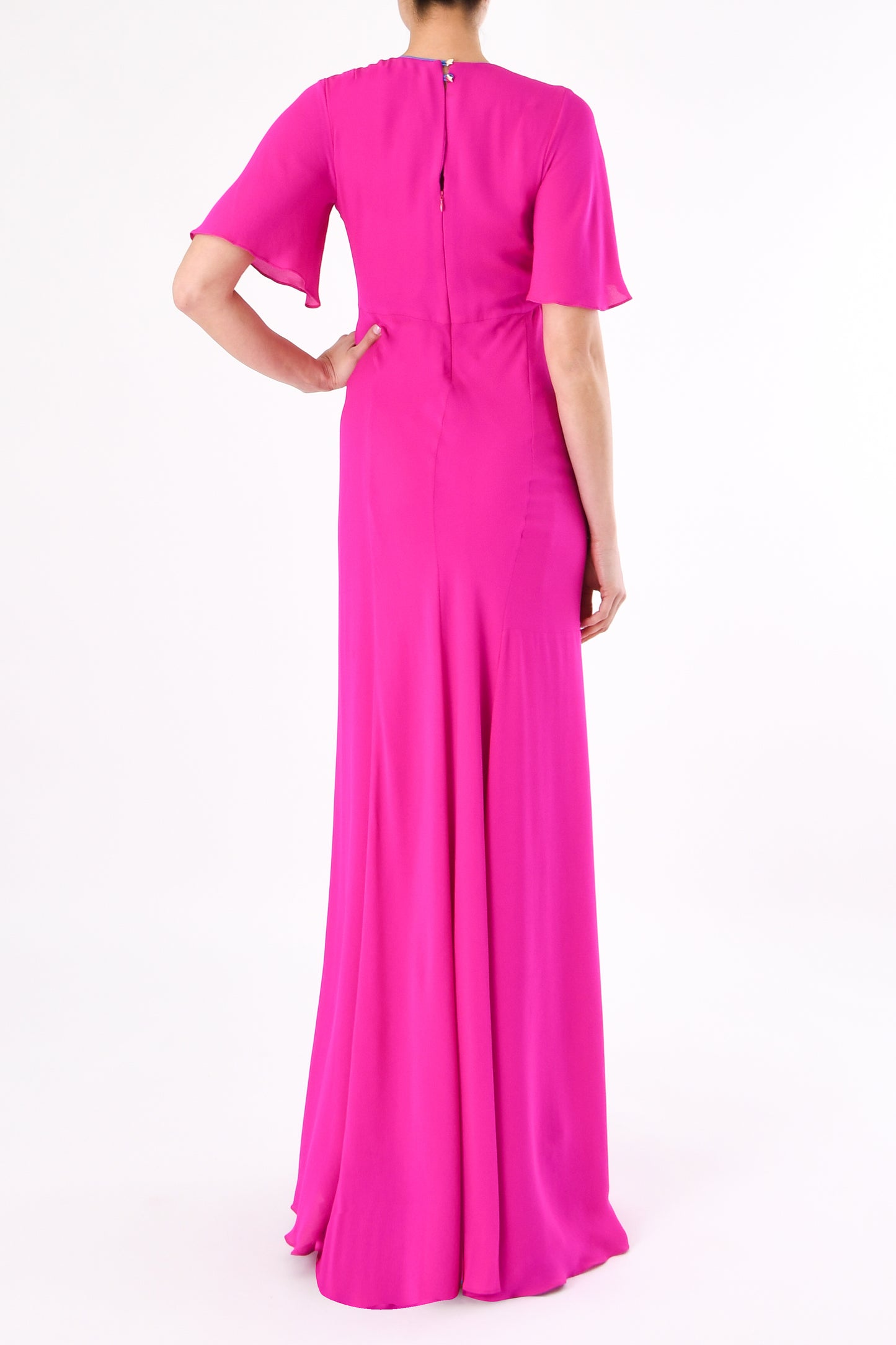 LONG JESSIE DRESS | HOT PINK SILK GEORGETTE