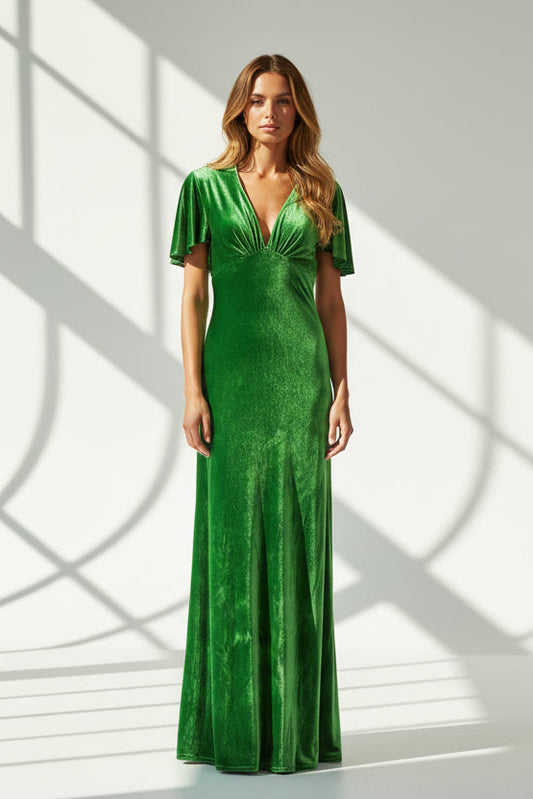 LONG TAMMIM DRESS | GREEN VELVET