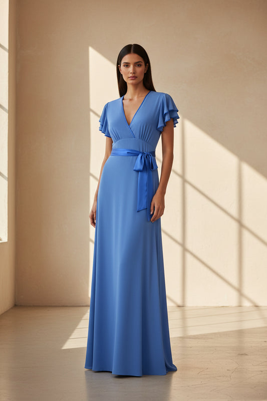LONG WILLOW DRESS | POWDERY BLUE SILK GEORGETTE