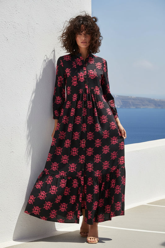 LONGER CLAUDE DRESS | KALEIDOSCOPE BLOOM COTTON