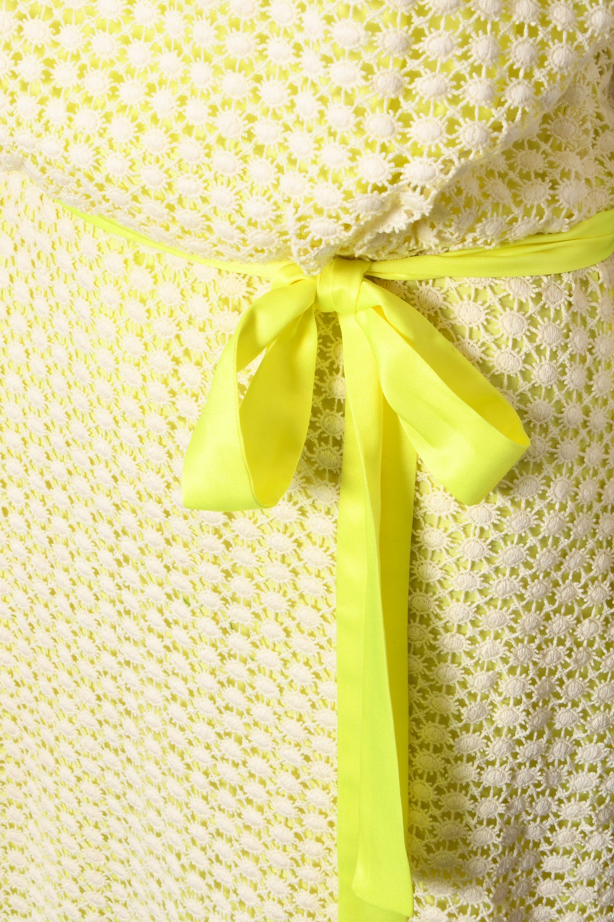 LONG TATTI DRESS | CREAM AND YELLOW TEXTURED CIRCLE LACE