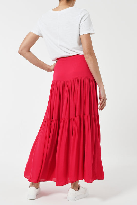 MAXI EMMA SKIRT | HOT PINK RAYON