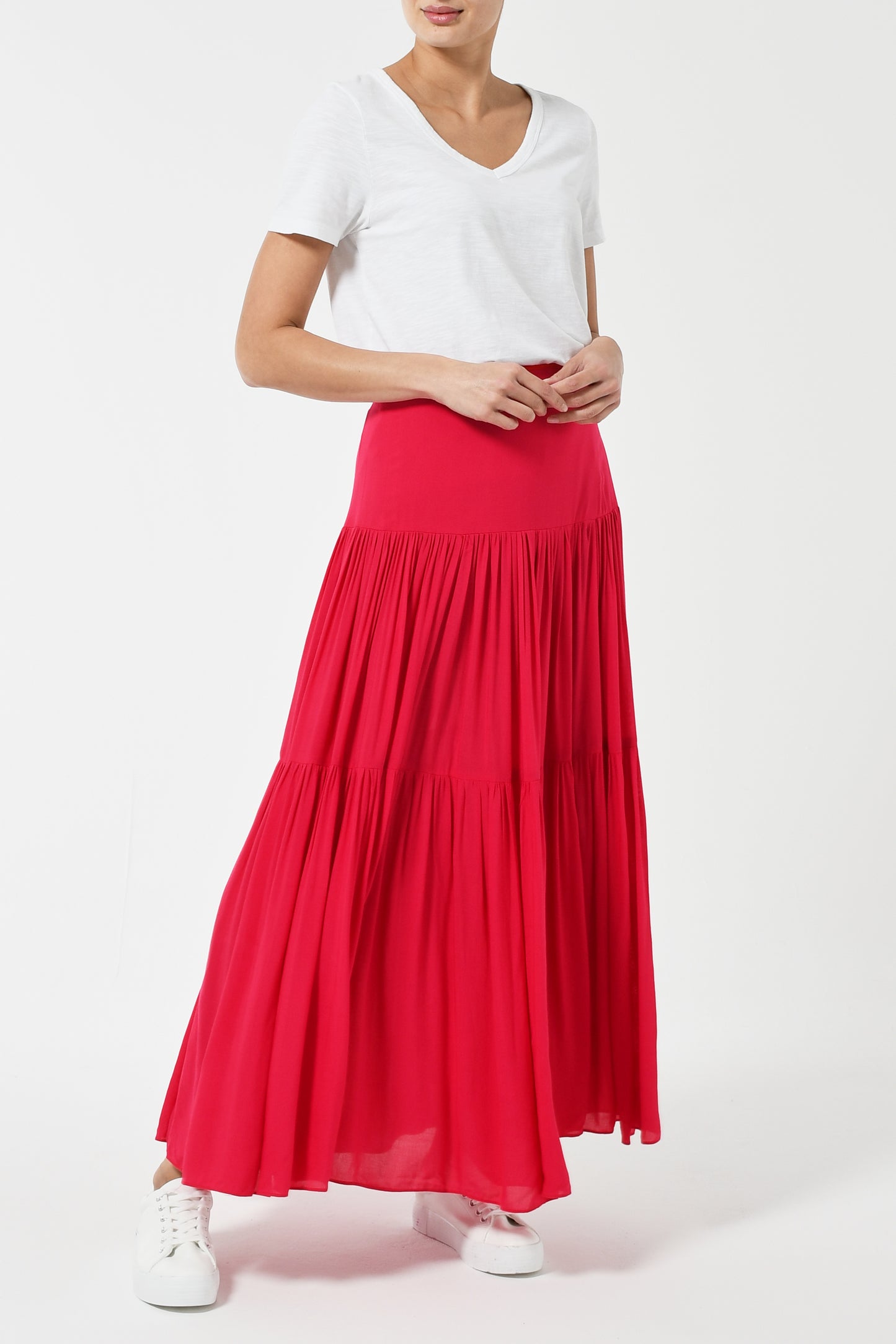 MAXI EMMA SKIRT | HOT PINK RAYON