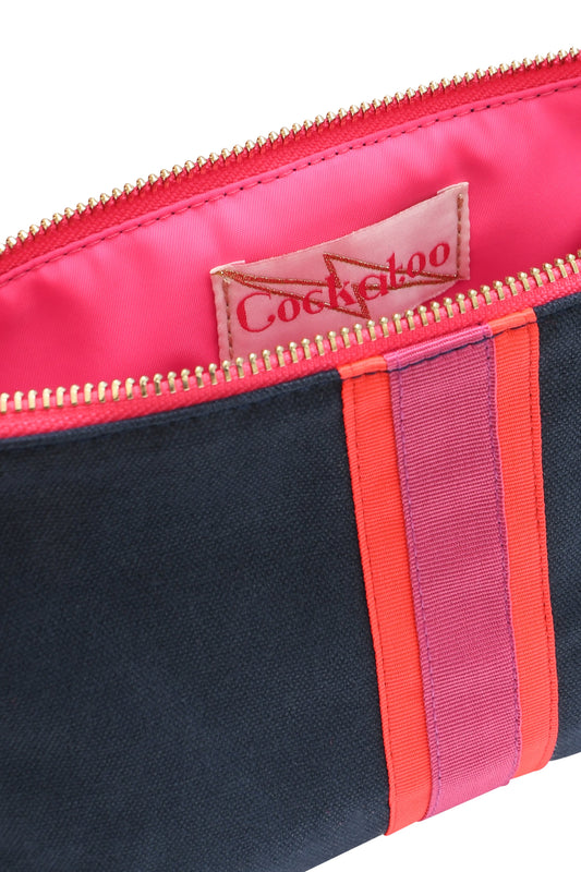 NAVY LUCKY STRIPE CLUTCH