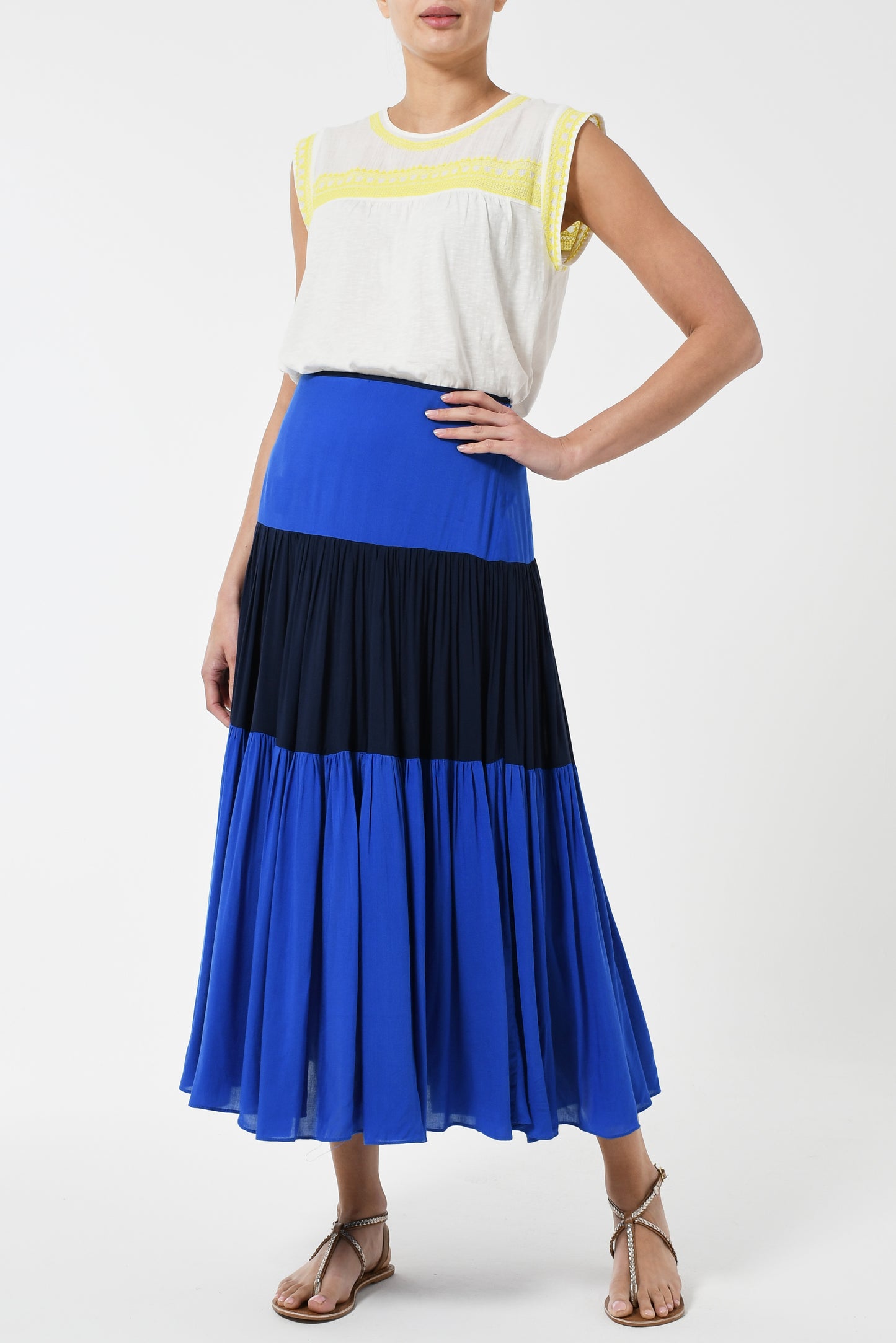 MIDI EMMA SKIRT | BLOCK COLOUR RAYONS