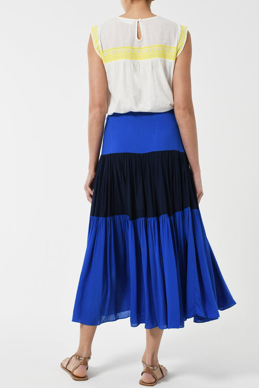 MIDI EMMA SKIRT | BLOCK COLOUR RAYONS