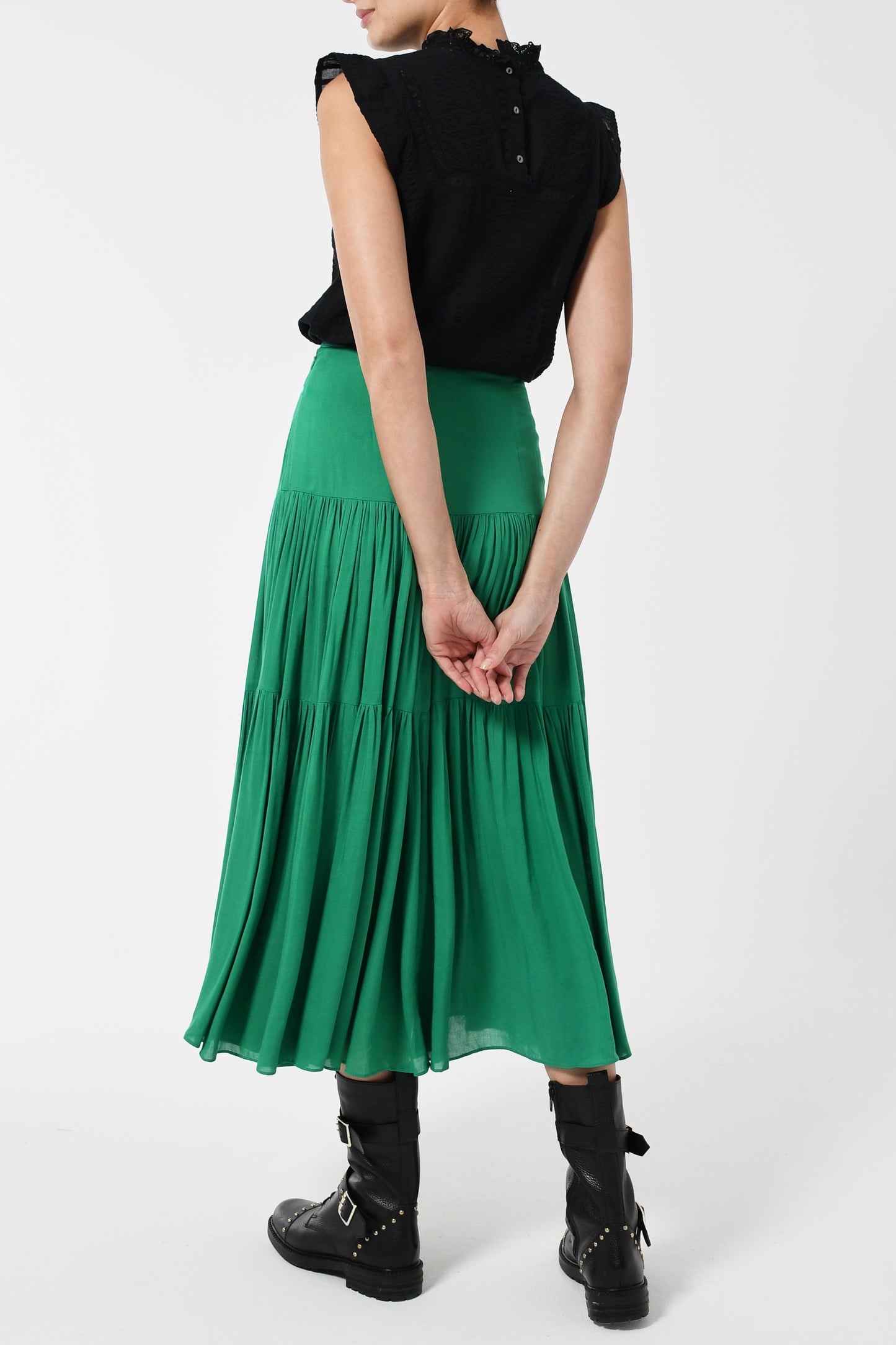 MIDI EMMA SKIRT | EMERALD RAYON