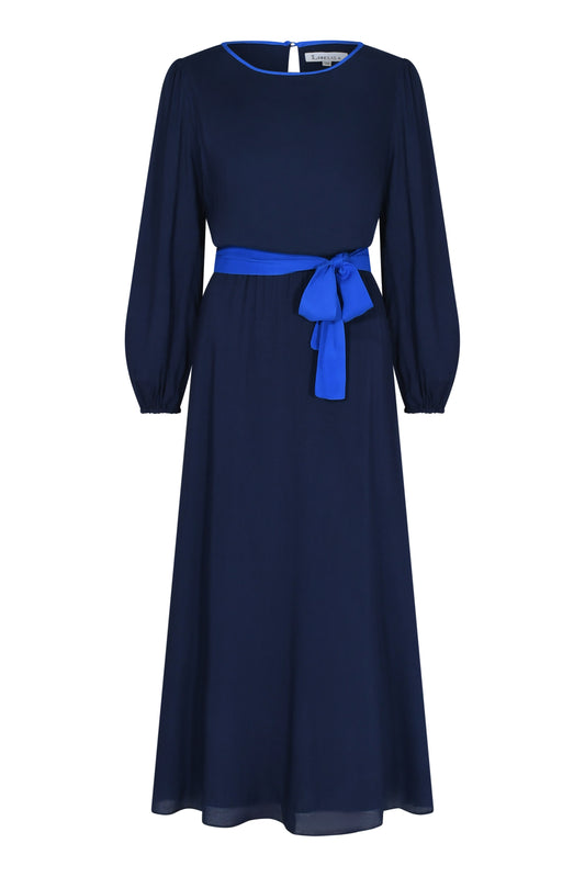 MIDI JOJO DRESS | NAVY RAYON