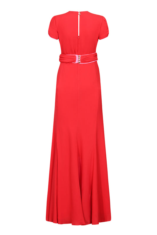 MIDI MILLIE DRESS | SUMMER RED SILK GEORGETTE