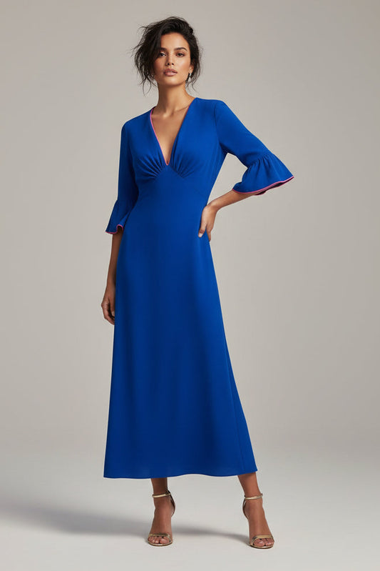 MIDI TAMARA DRESS | BRIGHT BLUE SILK FUJI