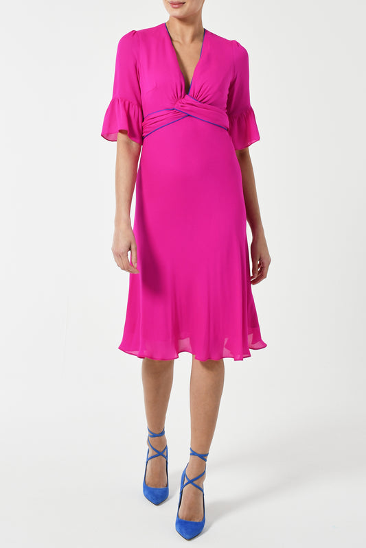 MILLIE DRESS | HOT PINK SILK GEORGETTE