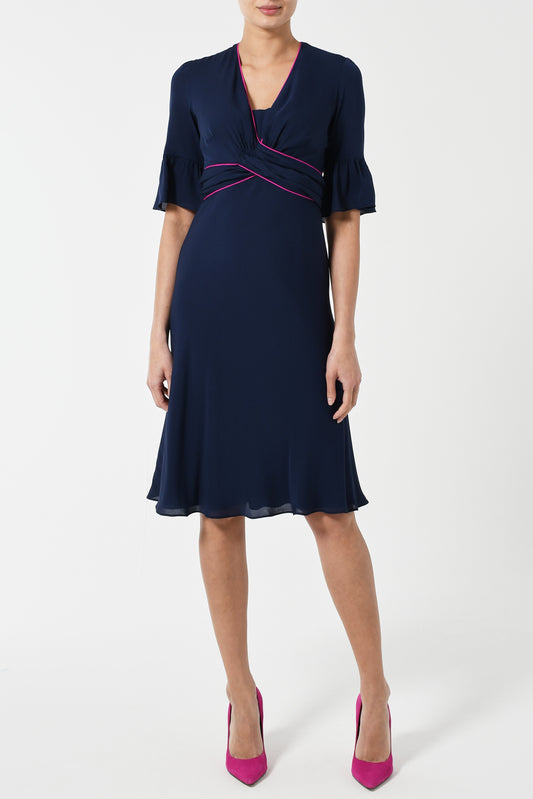 MILLIE DRESS | NAVY SILK GEORGETTE