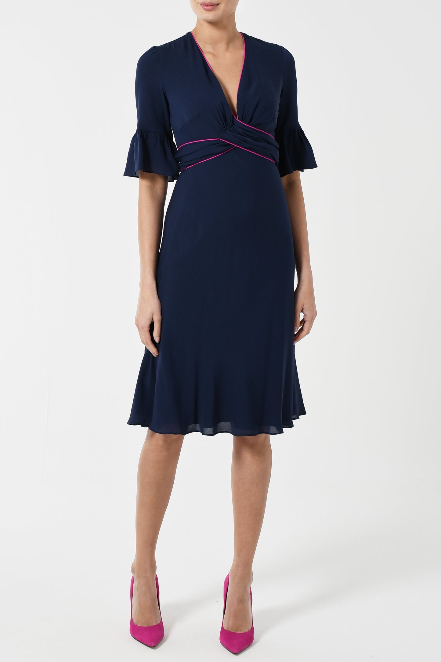 MILLIE DRESS | NAVY SILK GEORGETTE