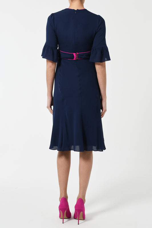MILLIE DRESS | NAVY SILK GEORGETTE