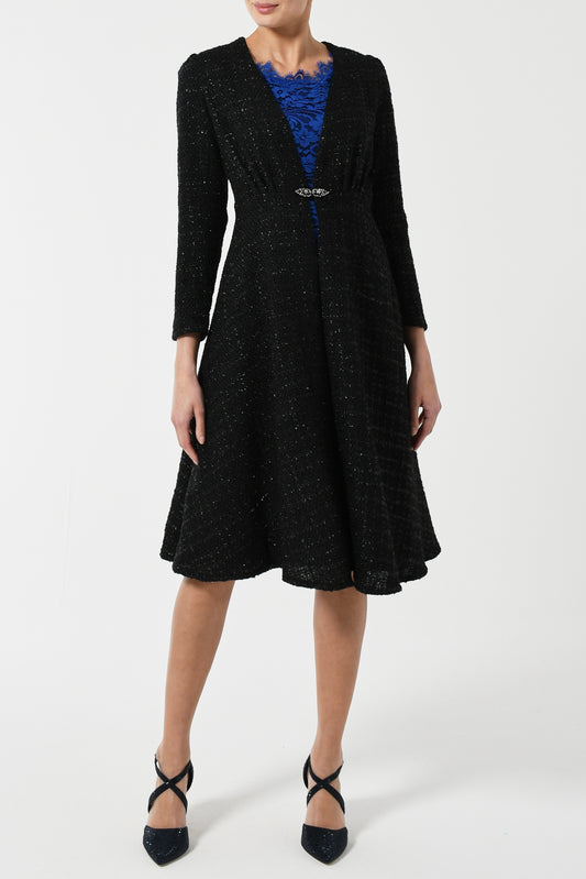 NEW DULWICH COAT | BLACK SPARKLE BOUCLE
