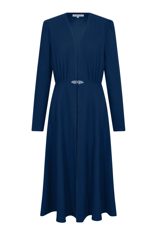 NEW DULWICH COAT | NAVY WOOL CREPE