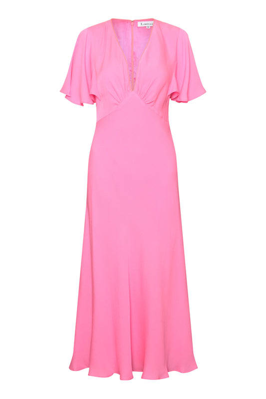 MIDI TAMMIM DRESS | PARTY PINK SILK GEORGETTE