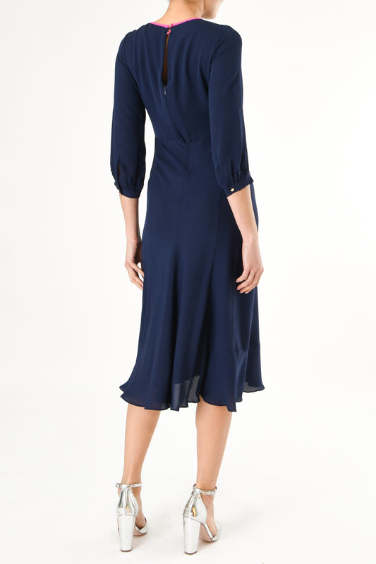 TILJES DRESS | NAVY SILK GEORGETTE
