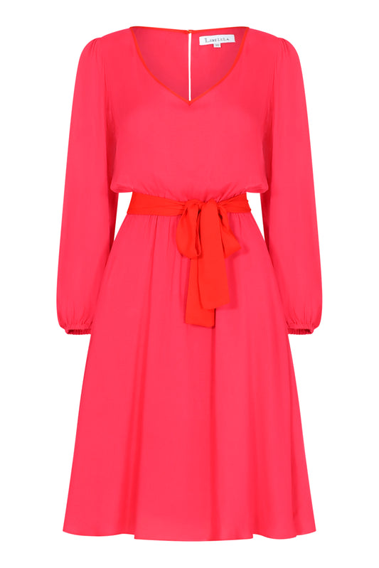 MINI VOJO-DRESS | HOT PINK RAYON