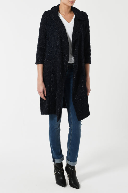 WOOLHAMPTON COAT | NAVY SPARKLE BOUCLE