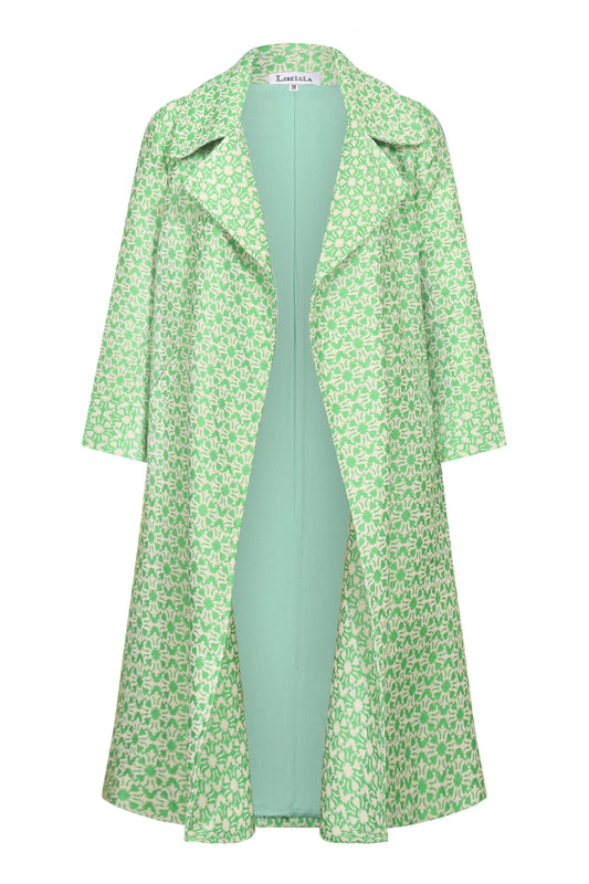 WOOLHAMPTON COAT | GREEN & WHITE WEAVE