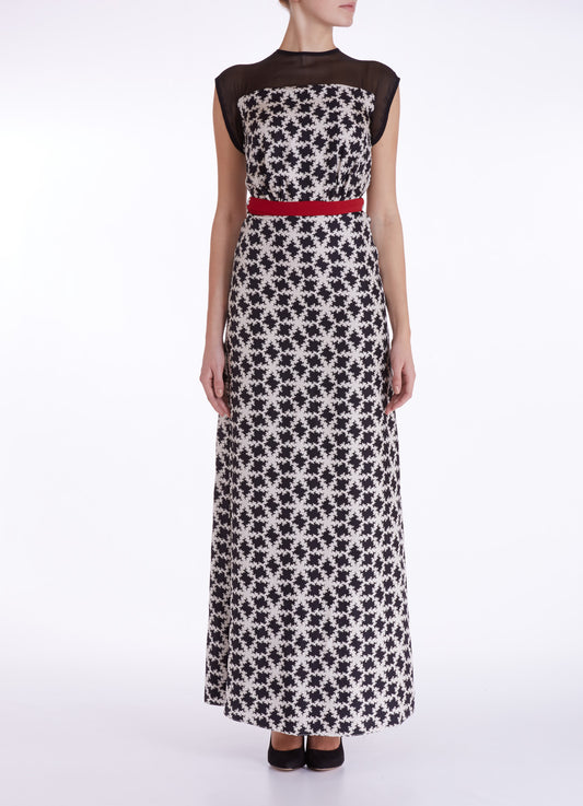 LONG TATTI DRESS | BIG SNOWFLAKE PRINT