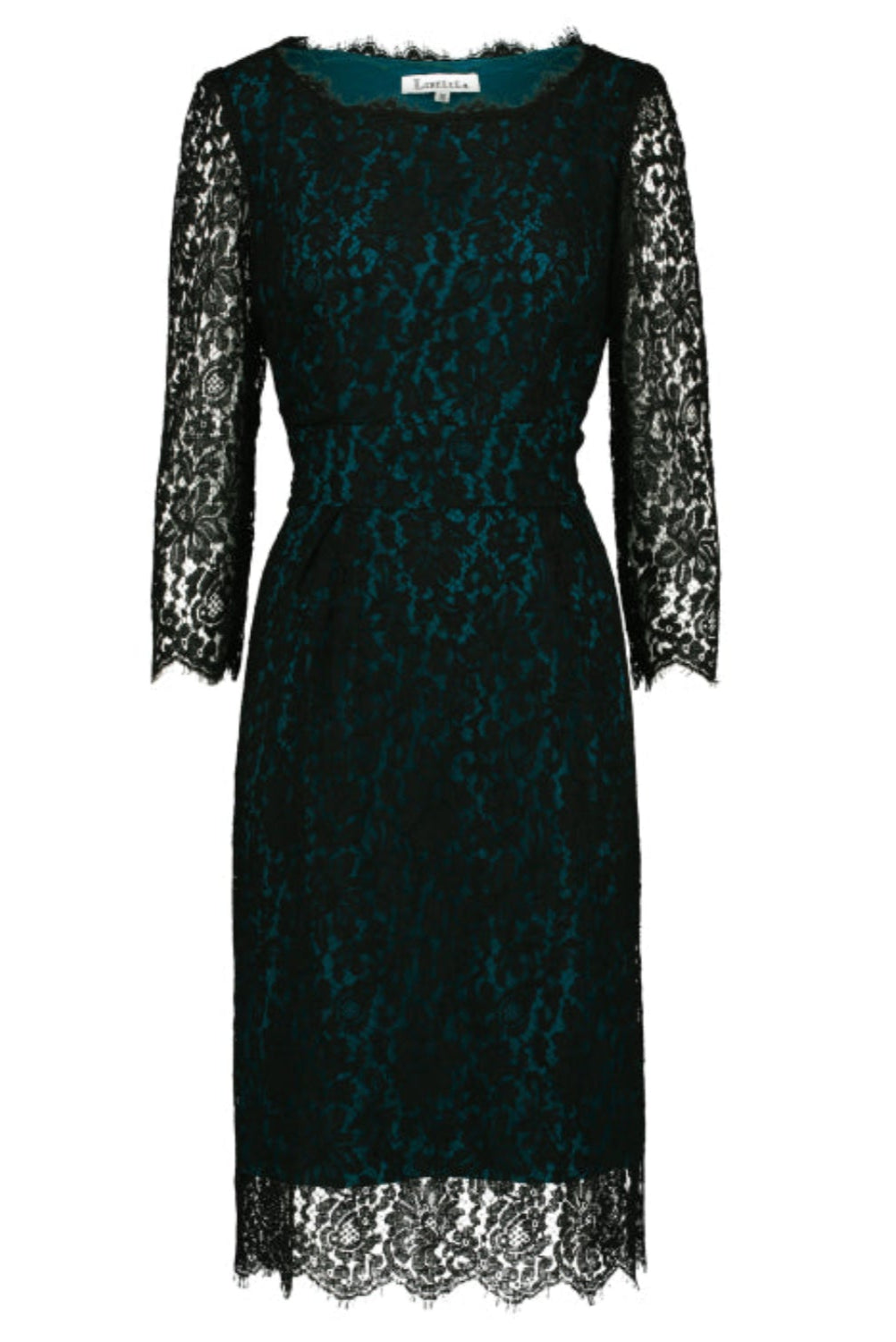 LONGER FLORENCE DRESS | BLACK LACE w GREEN