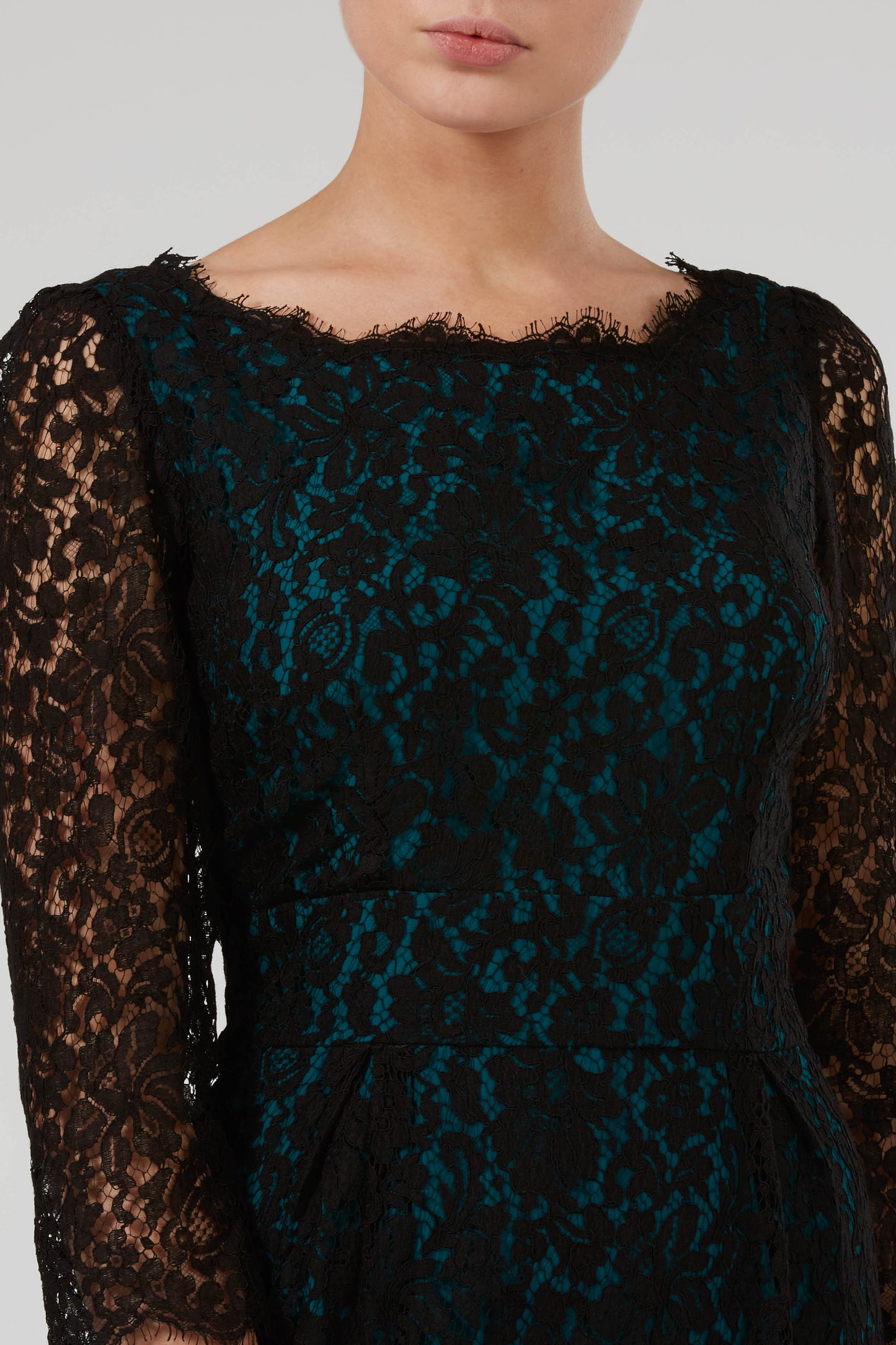 LONGER FLORENCE DRESS | BLACK LACE w GREEN