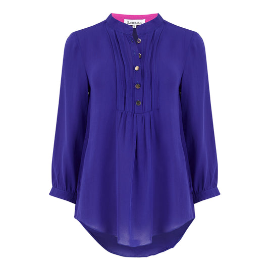 DELPHINE TOP | INDIGO SILK GEORGETTE