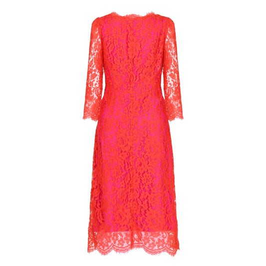 BEATIL DRESS 3/4SLEEVES | RED LACE