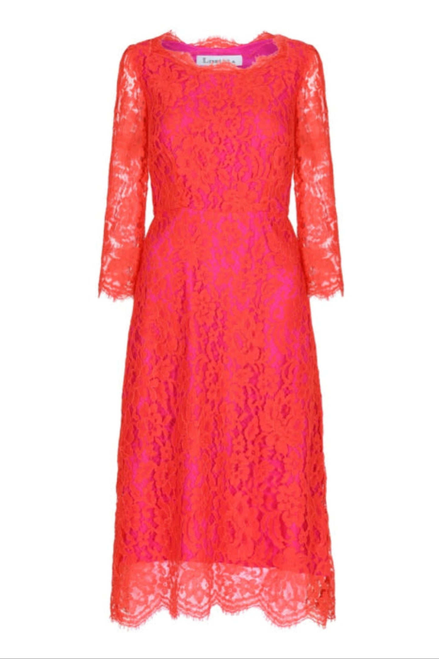 BEATIL DRESS 3/4SLEEVES | RED LACE