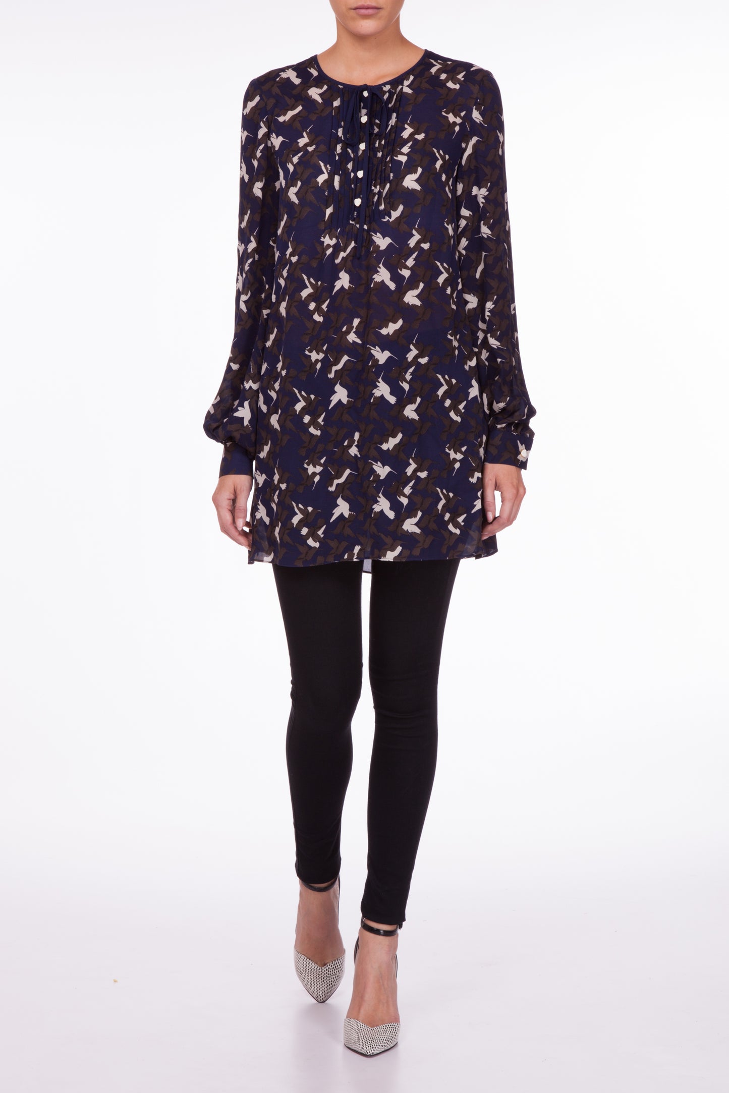LONG BOTHWAY TOP | HUMMINGBIRD PRINT
