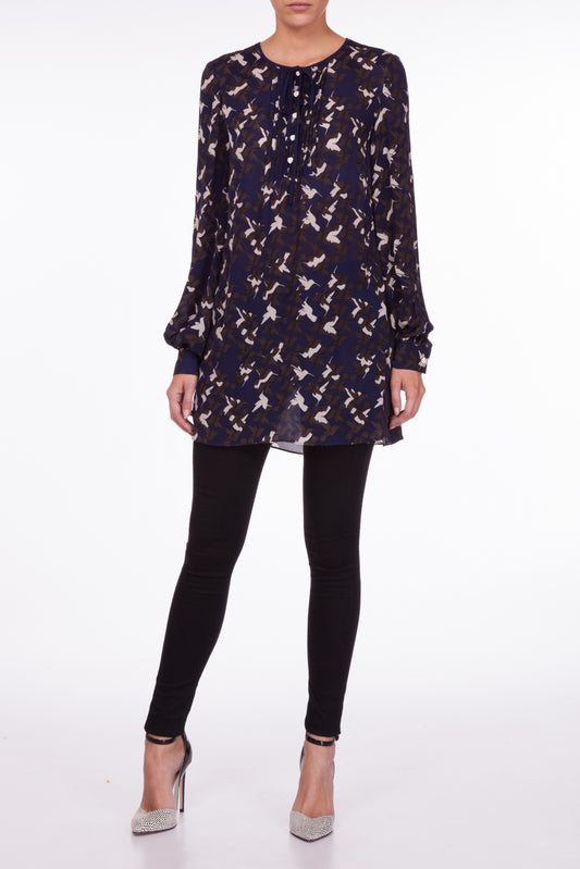 LONG BOTHWAY TOP | HUMMINGBIRD PRINT
