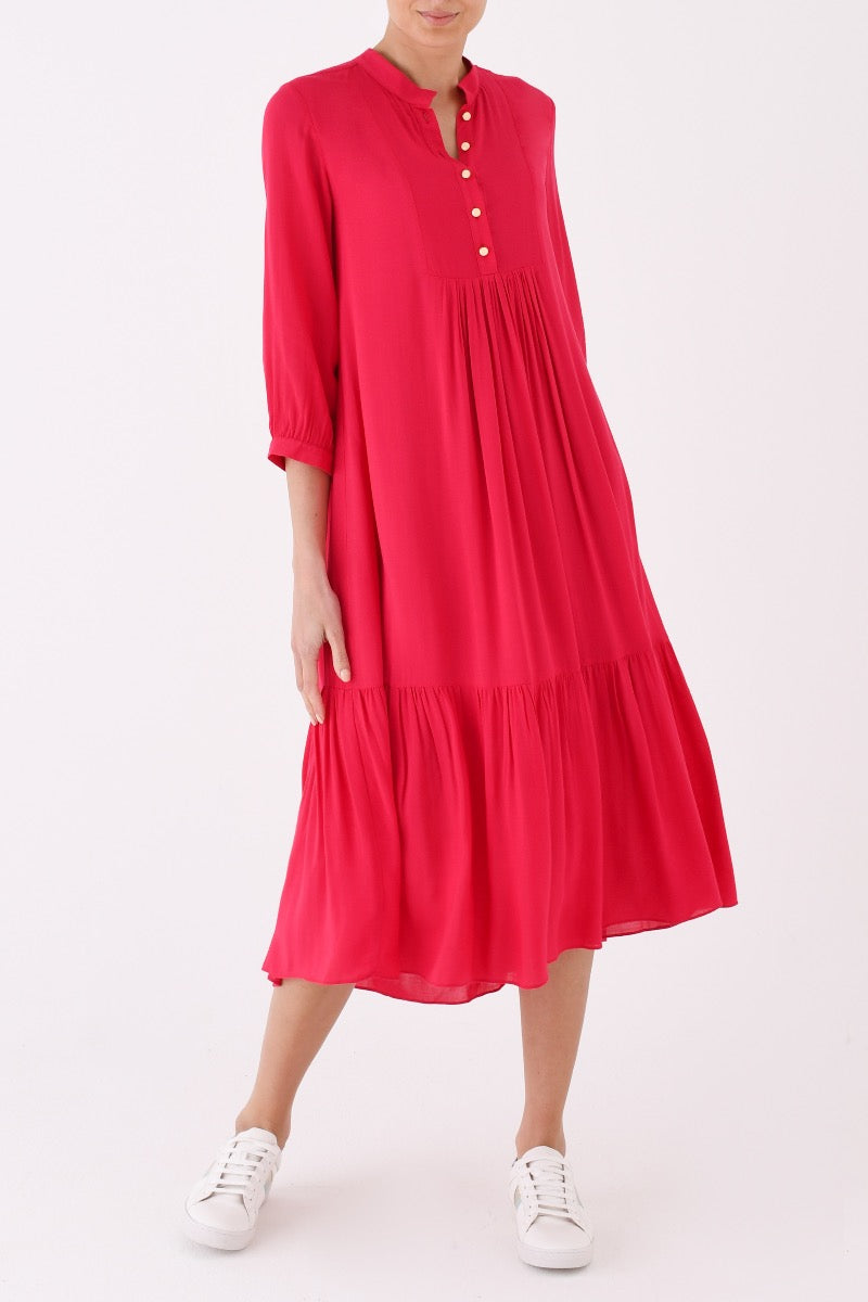 CLAUDE DRESS | HOT PINK RAYON