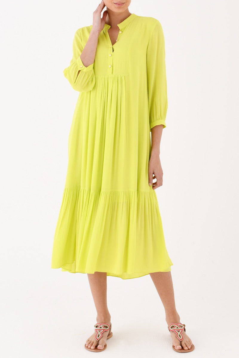 CLAUDE DRESS | LIME RAYON