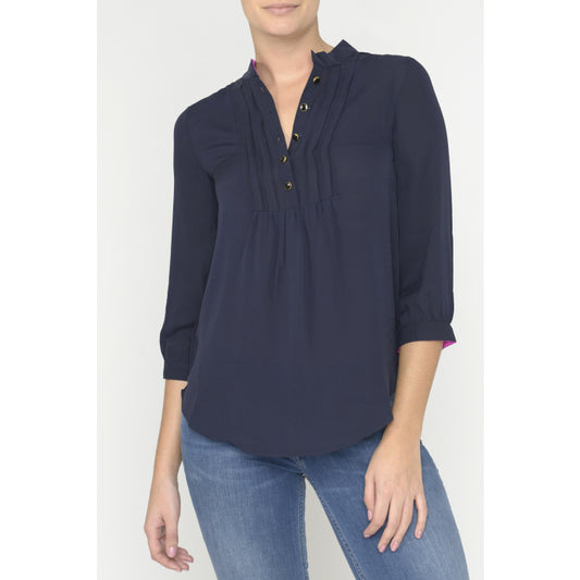 DELPHINE TOP | NAVY SILK GEORGETTE