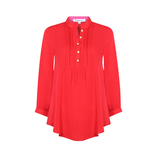 DELPHINE TOP | RED SILK GEORGETTE